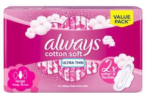 Always Cotton Soft Ultra Thin Large Sanitary Pads 16pcs