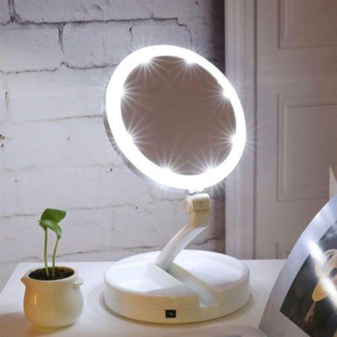 Foldable Mirror With Led Light White