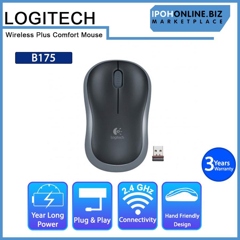 Logitech B175 Plug &amp; Play Wireless Plus Comfort Mouse
