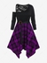 Plus Size Handkerchief Skew Neck Plaid Dress with Sheer Lace Crop Top - L | Us 12