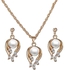 Gold plated With White Crystal & Pearl Jewelry Set For Women - MM804