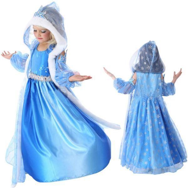 Dress Frozen Queen Elsa Anna Costume Cosplay Tulle Girls Kids Dress Princess Size 7-8 Years