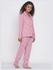 Girls Notched Collared Printed Pyjama Set Multicolour