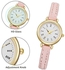 Nayubo Ladies Elegant Small Slim Wrist Watch PU Leather Band Classic Fashion Business Casual Round Case Watch with Roman Numerals Dial for Women (Pink)