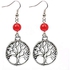 Earrings - Tree of Life with red crystal ball