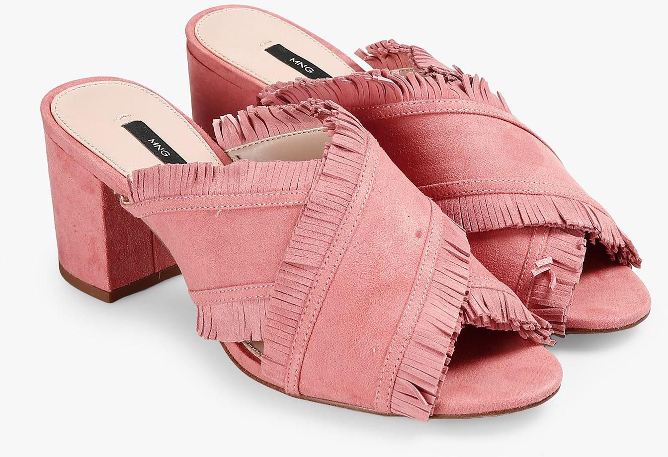 Pink Leather Wrap Mules