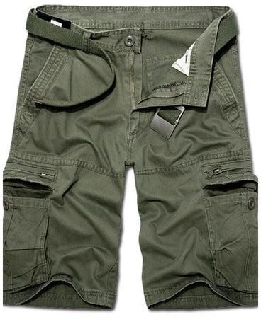 Men Casual Summer Cargo Pants Loose Beach Shorts Army Green