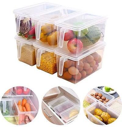 Proma - Food Storage Boxes With Lids And Handle Pack Of 2 4.7l Large Plastic Kitchen Refrigerator Fridge Stackable Desk Cabinet Food Fruit Eggs Vegetables Drawer Storage Organizer Box Containers Multicolour