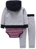 Fashion Baby 3 Piece Romper Set Zipper Design-Grey