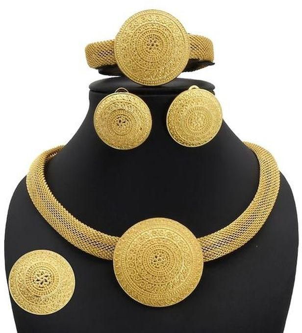 African Nigerian Wedding Jewelry Set Necklace Earrings Charm Fashion Jewelry Sets Gold Round
