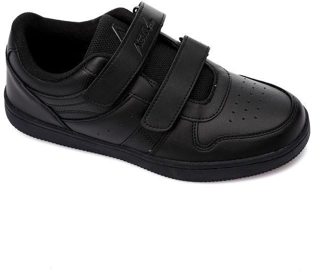Activ Double Velcro Closure Leather Sneakers - Black