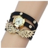 HONHX Vintage Leather Strap Angel Wings Rivet Bracelet Watches Wristwatch BK