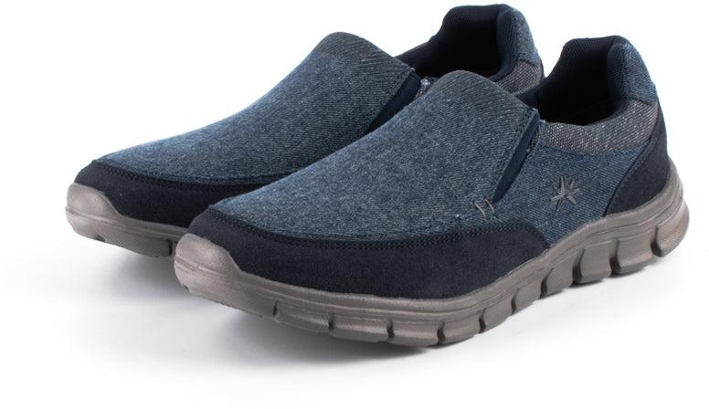 LARRIE Men Comfort Casual Denim Loafers - 4 Sizes (Navy)