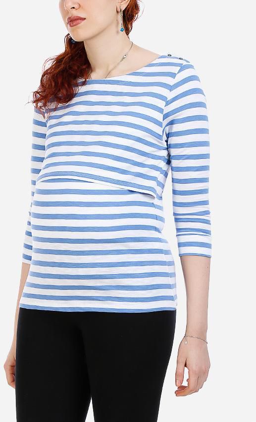Striped Maternity Top - White & Blue