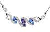White Gold Plated Purple & Blue Rhinestone Crystal Necklace