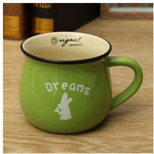 Universal Green Mugs And Cups Retro Ceramic Lovers Breakfast Coffer Milk Mug Portable Tea Water Cup Cartoon Drinkware 5 Color F-47