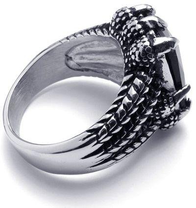 New stylish trendy black crystal claw stainless ring size 9