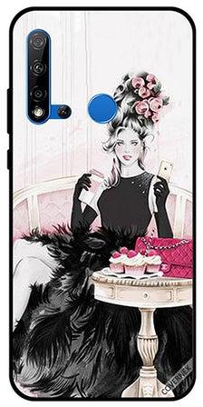 Protective Case Cover For Huawei Nova 5i Black Dress Girl Ready For Party