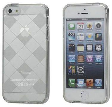 Generic Checker Pattern Flexible TPU Gel Skin Case for iPhone 5/5s - Transparent