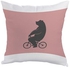 Bear Driving A Bicycle Printed Pillow cover polyester Pink/Black/White 40x40cm