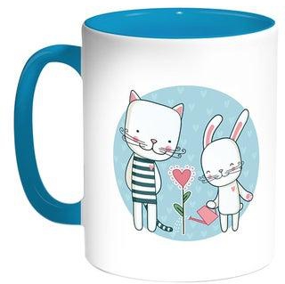 Plant Love Printed Coffee Mug Turquoise/White