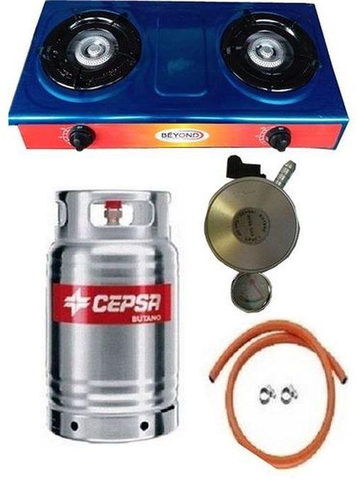 Gas Cylinder 12.5kg With Gas Cooker, Metered Regulator, Hose & Clips - Stainless