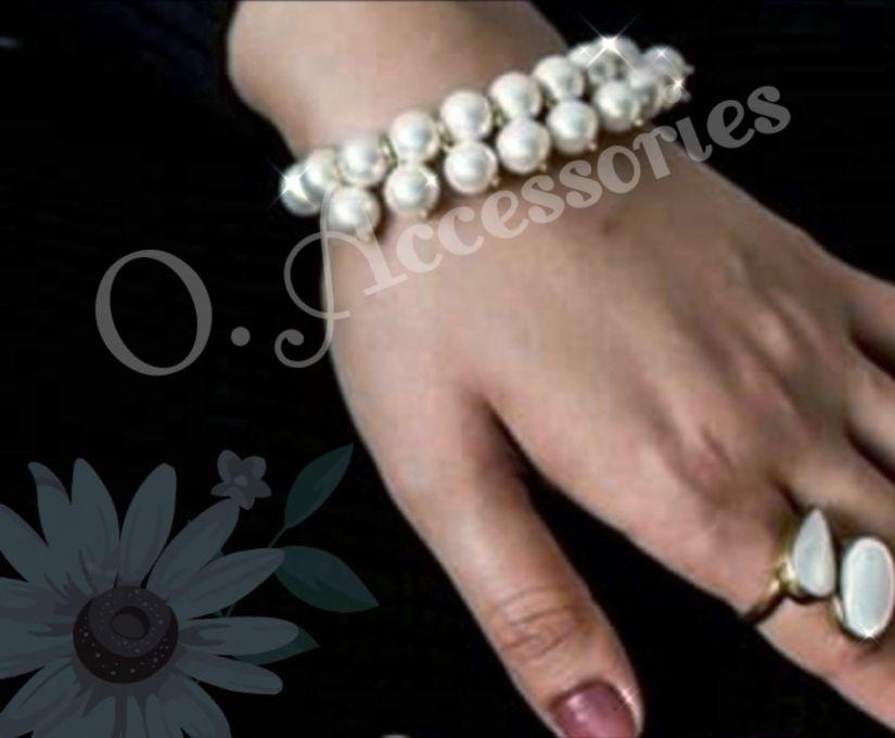 O Accessories Bracelet White Pearl /silver Metal