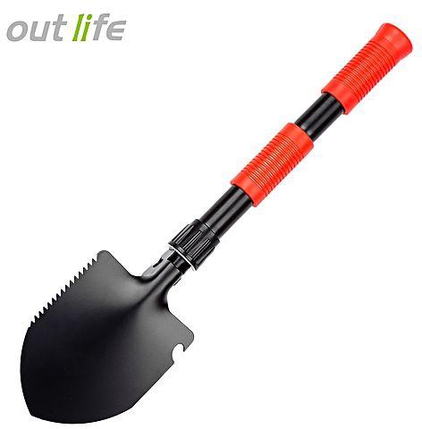 Outlife Outdoor Multi-function Mini Portable Camping Tactical Folding Pick Shovel-Red
