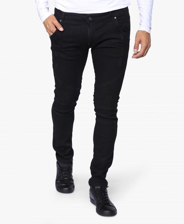 Black Biker Regular Length Skinny Jeans