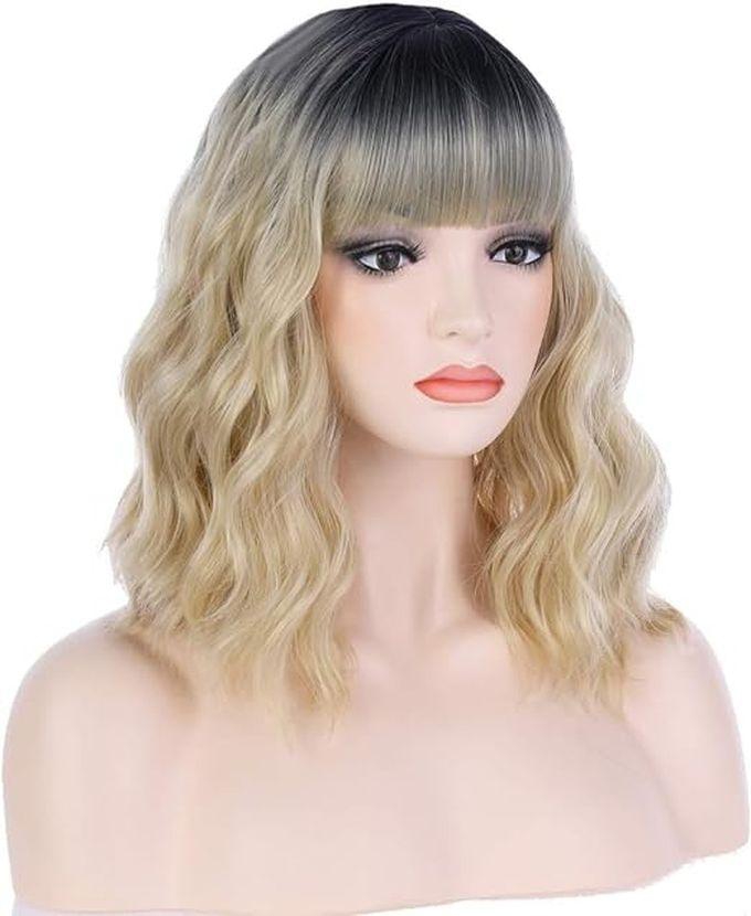 Synthetic Hair Wig Short Wavy Blond Color Thermal Hair