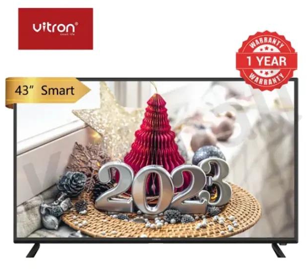 Vitron 43 inch Smart TV Android Television Full HD Frameless TV with Netflix Youtube Television HTC 4388FS Black 43 inch 43 Inch