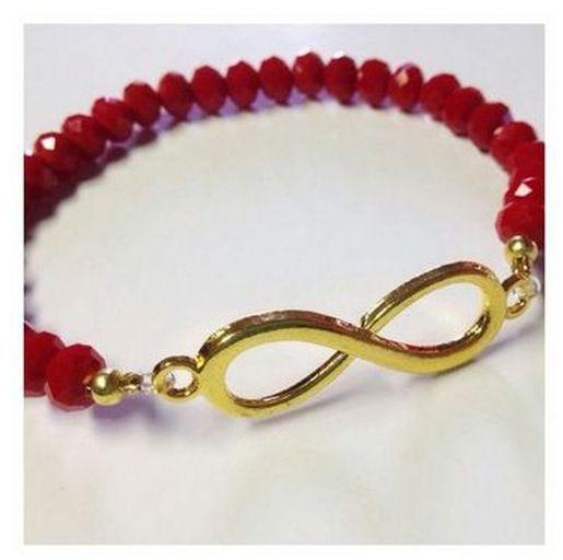 Elegant Red Crystal Bracelet And Infinity Charm