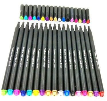 طقم أقلام تلوين بخط رفيع مكون من 36 قطعة أزرق / أخضر / أحمر