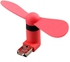 USB Micro Phone Fan Portable Mini Fan with Two Leaves Two Ports for Xiaomi Tablet Notebook‫(Red)