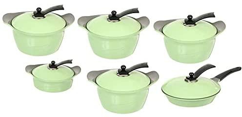 Arshia Ceramic Cookware Set, 12 Pieces, Green