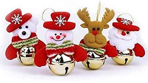 Xmas Christmas Bells Decoration, Tree Hanging Ornaments, 4PCS Set(Santa/Snowman/Elk/Bear)
