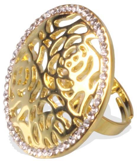 14K Gold Circles Avatar Pattern Plated Alloy Thick Ring