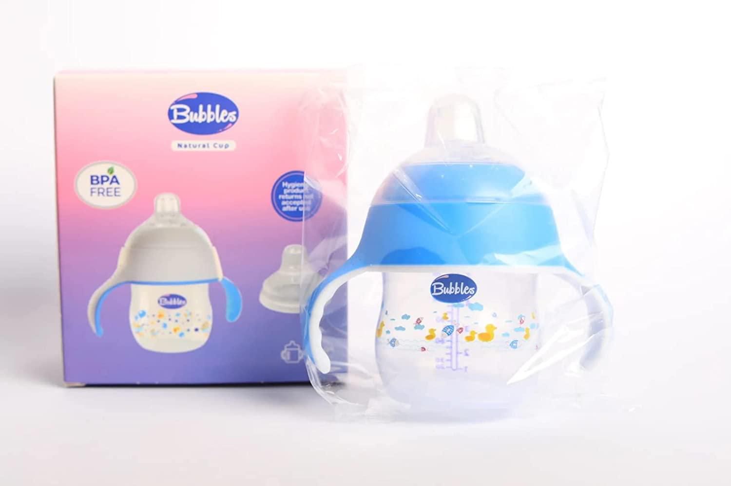 Bubbles Baby Cup with Handles, 150 ml – White and Blue