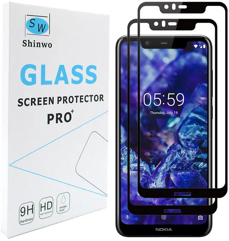 [2-Pack]-Shinwo Nokia 5.1 Plus / Nokia X5 [Full Coverage Full Glue ] Tempered Glass Screen Protector