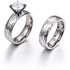 Couple Ring With Zircon Stone - 316l - Stainless Steel - Silver