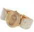 Ladies Women Elegant Alias Kim Bling Gem Bracelet Quartz Gold Plated Wrist Watch