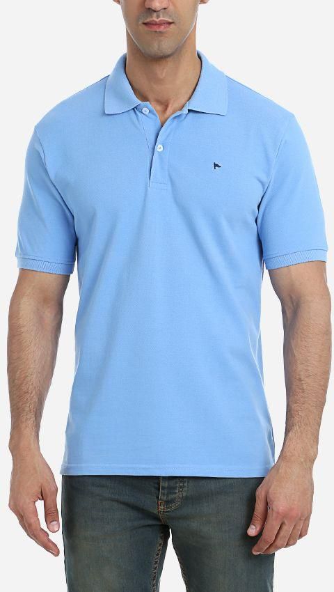 Momo Casual Plain Polo Shirt - Light Blue