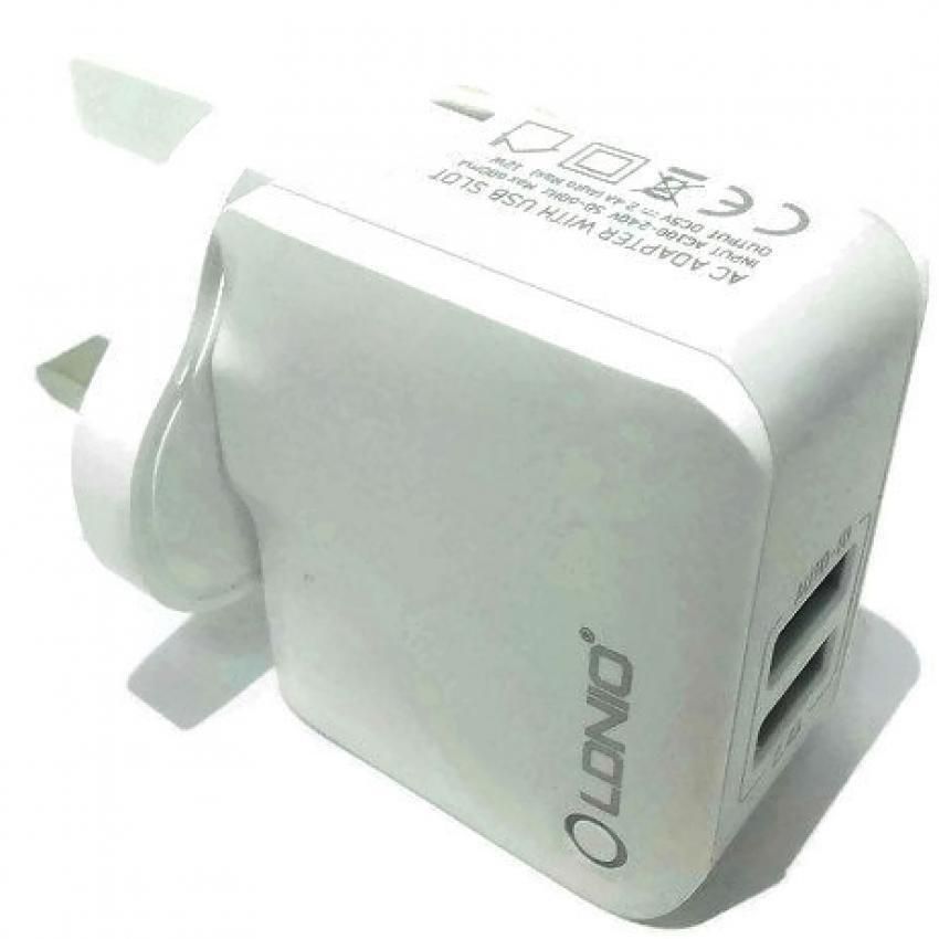 LDNIO 2.4A Dual USB Ports Auto ID Travel Charger (White)
