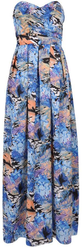 Blue Elida Tropical Print Maxi Dress