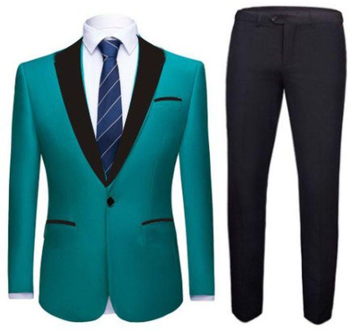 Adorable Men's Slim-fit Tuxedo - Teal Green