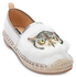 Fashion Round Toe Owl Pattern Espadrilles Flat Loafers Women Shoes - WHITE