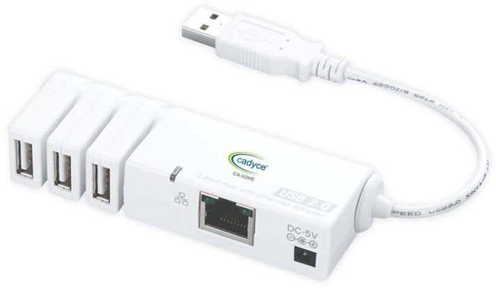 Cadyce USB to Ethernet Adapter with 3 Port USB Hub