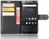 محفظة جلدية لون أسود مع فتحات لحفظ المال والبطاقات لجوال بلاك بيري كي ون BlackBerry Keyone