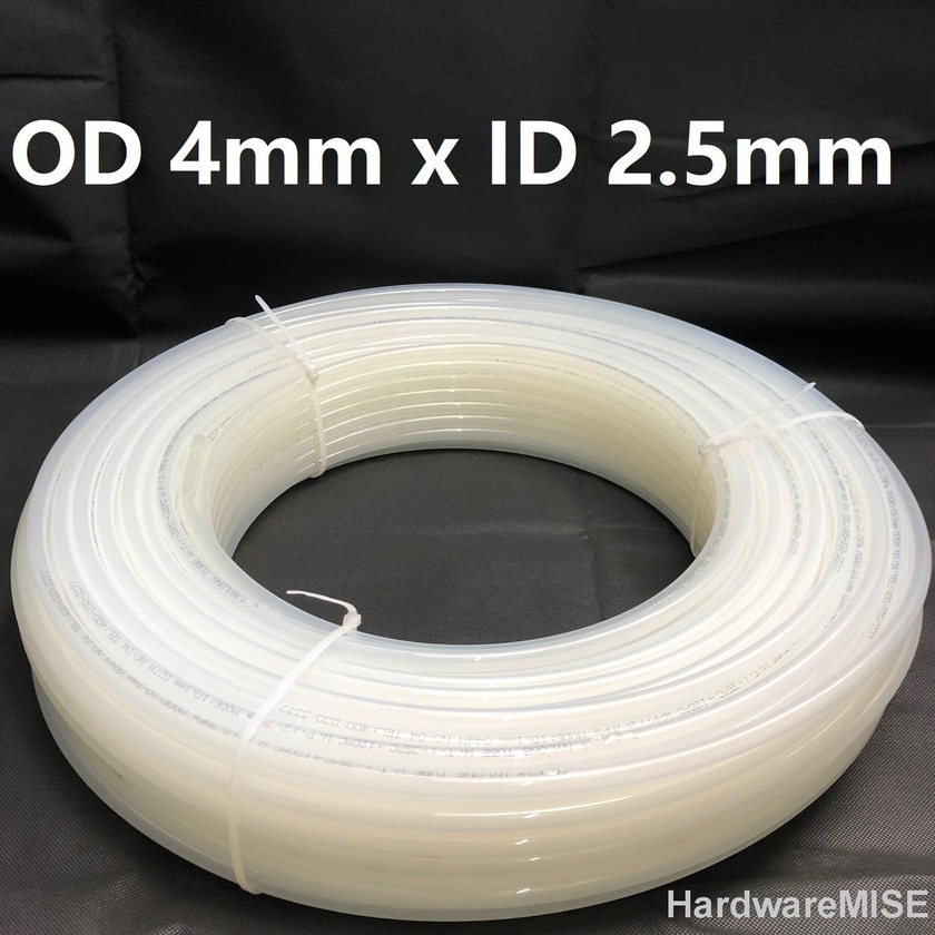 Hardwaremise Nylon Tube 4mm x 2.5mm High Pressure White Tubing Pneumatic Air Hose
