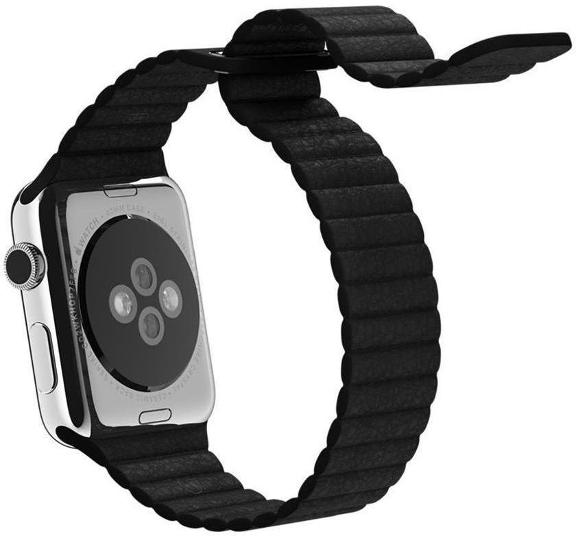 Magnetic Leather Wrist Loop Strap for Apple Watch 42mm - Black